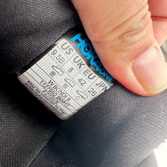 Hoka One One Bondi 8 Women Size 9.5B 1127952 BWHT Black White Running Shoes - Picture 10 of 11